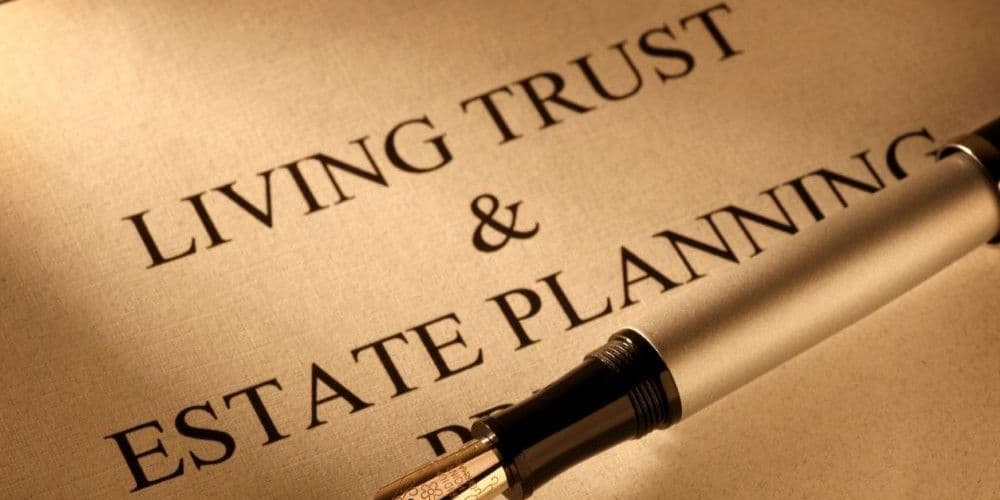 Living trust and estate planning legal document.